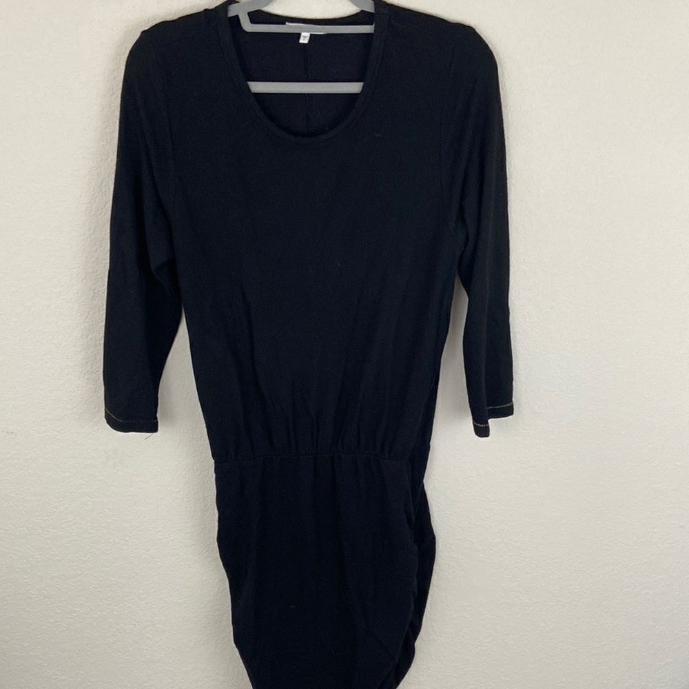 Sundry by Anthropologie Black Long Sleeve Ruched Dress